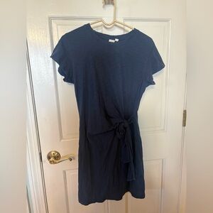 GAP Navy Blue Tie-Waist Short Sleeve Dress